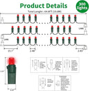 Red Wide Angle LED Christmas Lights, 64.8 Ft 300 Count, Pack of 3 Strands 21.9 Ft 100 Lights UL Certified Commercial Grade Green Wire 5mm Holiday String Light by CozyNest Decor