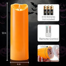 Homemory 4"x12" Halloween Orange Flameless Candles, Fall Candles, Outdoor Waterproof Flameless Candles with Remote and Timers, Battery Operated LED Pillar Candles, Won't Melt Plastic, Set of 2 by CozyNest Decor