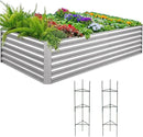 Quictent Galvanized Raised Garden Bed 8x4x2 Ft Tall Metal Planter Box for Vegetables Outdoor Bottomless for Backyard, 2 Tomato Cages Included, 22.04" Deep (Silver) by GreenHaven Gardens