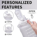 64oz,100oz,128oz Large Motivational Water Bottle with Time Marker, Leakproof & BPA Free Half Gallon Big Water Bottle with Straw Handle Tritan Frosted Water Jug for Gym,Fitness,Outdoor Sports by CozyNest Decor