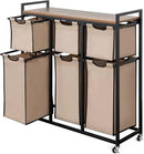 Laundry Basket Organizer, Hampers for Laundry 6 Compartments, Laundry Hamper with 6 Sliding Laundry Sorter Bags, Top Storage Shelf, and Metal Frame (6 Compartments) by CozyNest Decor