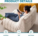 Modern Living Room Chair, Big Bean Bag Adult Floor Sofa, Togo Recliner Memory Foam Lazy Couch Suitable Balcony for Fireside Chair (Apricot Color) by CozyNest Decor