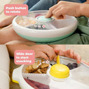 GoBe Kids Large Snack Spinner Slide Bundle with Hand Strap and Sticker Sheet - Reusable Snack Container with 4 Compartment Dispenser and Lid | BPA/PVC Free | Dishwasher Safe | No Spill - Macaron Blue by TinyTreasures Baby Boutique