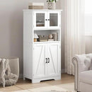 GarveeHome 54in Tall Bathroom Cabinet, Farmhouse Storage Cabinet with Glass Doors and Adjustable Shelves, Freestanding Kitchen Pantry Cabinets, Cupboard for Living Room, Dining Room, White by CozyNest Decor