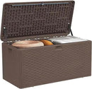 73 Gallon Large Storage Box with Lid,Waterproof Outdoor Storage Container for Patio Furniture Cushions, Gardening Tools, Pool Accessories, Lockable Resin Deck Box with handle Brown by CozyNest Decor