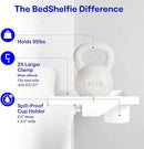BedShelfie Bedside Shelf for Bunk Bed & Top Bunk, College Dorm Room Essentials, Clip On Nightstand, Bed Side Table Tray Organizer - Cup Holder, White by CozyNest Decor