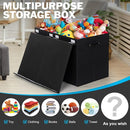 popoly 122L Large Toy Box Chest with Lid, Foldable Toy Storage Organizer Bin Boxes with Removable Divider for Kids, Boys, Girls, Nursery, Playroom, 26"x17" x17"(Linen Black) by TinyTreasures Baby Boutique