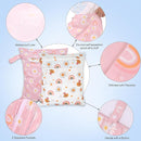2pcs Travel Waterproof Laundry Bag, Cloth Diaper Wet Dry Bags with Handle & 2 Zipper Pockets, Reusable Washable Dirty Clothes Bag for Baby Adult Travelling Hanging, Bathing Beach Pool Daycare by TinyTreasures Baby Boutique