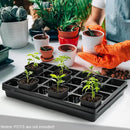 24 Cell Nursery Pots Trays (17"x11"x2") with Plastic Flat Seed Starter Trays, Durable Carrying Seedling Starter Tray, Reusable Planting Trays for Holding 2.7 inch Nursery Pots, 3 Sets Combo by GreenHaven Gardens