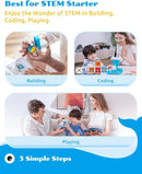 WhalesBot A1 Coding Toy for Kids, Building Block Robot, Fun STEM Toy with Magnetic Controller and Sensor Blocks, Screen-Free Coding with 3 Guide Books for Kids 3-6 by TinyTreasures Baby Boutique