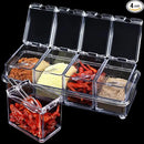 4 PCS Seasoning Box, Clear Spice Containers with Spoon, Acrylic Toppings Containers with Lids, Kitchen Multi Spice Box for Salt, Sugar, Pepper, Garlic Powder by CozyNest Decor