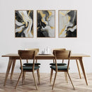 HLNIUC Abstract Gold and Black Framed Canvas Wall Art,Large Neutral Black and White Wall Decor Set of 3(16”x24”)Modern Gold Foil Framed Painting,Textured Marble Fluid Art Print for Living Room,Bedroom by CozyNest Decor