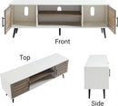 Mid Century Wooden TV Stand with Open Shelf and 2 Storage Cabinets for TVs up to 65 Inches,White Walnut Modern Entertainment Center TV Console for Living Room,Bedroom. by CozyNest Decor