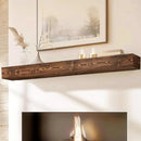 72x8x5 Fireplace Mantel - Handcrafted Hollow Rustic Solid Wood Wall Mounted Floating Shelf with Invisible Heavy Duty Wood Bracket (Weathered Brown) by CozyNest Decor