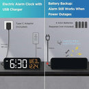 Peakeep Digital Alarm Clock Large Display for Bedrooms with Calendar, Auto DST, Desk Clock Electric Plug in for Living Room, Battery Backup, USB Port, 5 Dimmers by CozyNest Decor