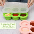 6x3oz Baby Food Freezer Tray with Clip on Lid Bright Green | Leakproof Freezer Molds Silicone Storage Container for Purees Fruits Vegetables by TinyTreasures Baby Boutique