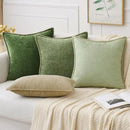 MIULEE Pack of 2 Couch Throw Pillow Covers 24x24 Inch Light Green Farmhouse Decorative Pillow Covers with Stitched Edge Soft Chenille Solid Dyed Spring Pillow Covers for Sofa Bed Living Room by CozyNest Decor