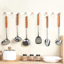 FJNATINH Stainless Steel Kitchen Utensils Set with Wood Handle Nonstick Stainless Steel Cooking Utensils Set with Turners,Spatula,Ladle,Skimmer,Solid Spoon,Pasta by CozyNest Decor
