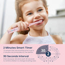 SEAGO Kids Electric Toothbrush, Sonic Soft Bristle Rechargeable Toothbrushes with DIY Stickers, 5 Modes, Includes 4 Replacement Brush Heads, Ages 3 to 12 Years Old (Pink) by TinyTreasures Baby Boutique