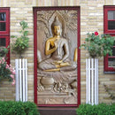 3D Door Stickers - Buddha Statue - Peel & Stick - Waterproof & Washable - Matt Finish - 35.4" x 78.7" - 2 Pieces - Wall & Door - Oriental Style - D-Buddha Statue by GreenHaven Gardens