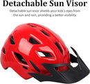Kids Bike Helmet, Youth Toddler Boys Girls Helmets, 2 Size Adjustable for Ages 2-3-5-8-14 Years, Child Helmet with Visor and LED Light, Lightweight Multi-Sport Bicycle Scooter Cycling Helmets by TinyTreasures Baby Boutique