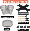 Vertical Planter 4 Tier Stackable Planters Garden Planters Strawberry Herb Flower and Vegetable Planter Indoor Outdoor Gardening Pots with Removable Wheels and Tools 2-Pack by GreenHaven Gardens