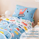 PERFEMET 4-Piece Toddler Bedding Set Boys Cars Toddler Comforter with Sheets Reversible Lightweight Blue Vehicles Toddler Bed Set for Crib(Blue, Cars) by TinyTreasures Baby Boutique