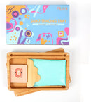 Montessori Sand Tray with Lid - Wooden Sand Trays for Kids Writing Letters and Numbers, Preschool Classroom Must Haves, Kindergarten Learning Tools (Blue) by TinyTreasures Baby Boutique