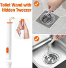 JEHONN Disposable Toilet Brush with Tweezers, Toilet Bowl Wand Holder Set with 42 Cleaner Refills, Bathroom Cleaning System for Sink Bathtub Wash Basin (White Orange) by CozyNest Decor