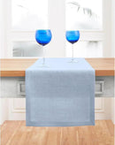 Solino Home Linen Sky Blue Table Runner 48 Inches - 100% Pure Linen Short Table Runner 14 x 48 Inch Ideal for Dresser and Coffee Tables - Fete by CozyNest Decor