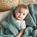 EMME Muslin Baby Blankets 100% Cotton 4-Layer Swaddle 40"x50" Lightweight Soft Breathable for Toddler, Infant, Newborn All Season Gauze Blanket, Teal by CozyNest Decor