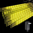 Outdoor Meteor Shower Christmas Lights 24-Tube 576LEDs Shooting Star Waterfall Meteor Shower Falling Rain Light for Christmas Tree Decorations Wedding Party Holiday Garden, UL Plug Warm White