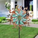 Viveta Wind Spinners Outdoor, Metal Wind Sculptures for Yard and Garden,13 * 57 "Double Windmill with Stable Stake by CozyNest Decor