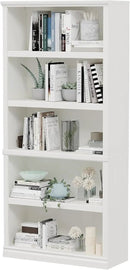 70-Inch Tall White Bookcase, 5 Tiers Shelves Open Storage Bookshelf, 33 in Wide Anti Tipping Indoor Furniture, Book Cases for Home Library Office Bedroom School by CozyNest Decor