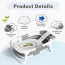 AVIDOR Baby Bathtub,Collapsible Bathtub for Newborn to Toddler,Durable Essential Infant Bath Tub,Portable Travel Baby Tub with Soft Cushion,No-Slip Hanging and Detachable(Grey) by TinyTreasures Baby Boutique