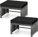 Tangkula 2 Pieces Patio PE Rattan Ottomans, Multipurpose Outdoor Footstool Footrest Additional Seating Side Table with Soft Zippered Cushions for Deck, Garden, and Yard (Black) by CozyNest Decor