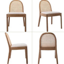 Mid Century Dining Chairs Set of 4, Accent Rattan Linen Fabric Side Chairs Kitchen Chair with Solid Wooden Legs for Living Room Dining Room, Beige by CozyNest Decor