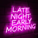Bar Neon Sign Late Night Early Morning Neon Signs for Wall Decor Beer LED Neon Sign Pink Letter Neon Light Sign Dimmable Neon Lights for Bedroom Bar Party Hotel Club Party Man Cave Decor by CozyNest Decor
