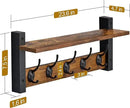Sorbus Coat Hooks Wall Mount with Shelf – 24 Inch Coat Rack Wall Mount with 5 Heavy Duty Hooks – Floating Wall Shelf with Hooks for Entryway, Bathroom, Bedroom, Kitchen, or Mudroom (Rustic Brown) by CozyNest Decor