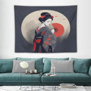 Japanese Woman Geisha Tapestry Asian Red Cherry Blossom Red Sun Traditional Kimono Folk Tapestries Home Decor for Living Room Bedroom Apartment Farmhouse Dorm 80"x60" by CozyNest Decor