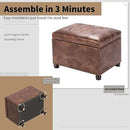 Joveco Leather Storage Ottoman, 24" Rectangle Tufted Square Upholstered Bench, Foot Rest Stool with Wood Legs, Footstool for Living Room Bedroom, Coffee by CozyNest Decor