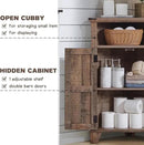 Corner Bathroom Cabinet, Farmhouse Small Corner Cabinet with Barn Door & Adjustable Shelf, Storage Cabinets for Bathroom, Kitchen, Living Room, Rustic Brown