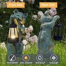 Garden Statues Cat with Solar Lantern Outdoor Bunny Figurines Decorations for Patio Yard Lawn Ornaments Gifts for Birthday Easter Housewarming Mother's Day by CozyNest Decor