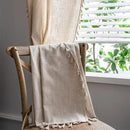 Sutuo Home Boho Curtain 72 Inches Long for Bedroom, Natural Linen Look Textured Burlap Rod Pocket Chic Semi Blackout Bohemian Handmade Tassels Window Treatment for Living Room, 1 Panel 59" W x 72" L by CozyNest Decor