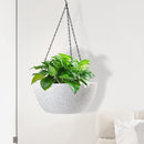 10 inch Hanging Planters for Outdoor Indoor Plants with Drainage Holes and Chain, 2 Pack Round Hanging Flower Plant Pots for Garden Home Porch Decor, Speckled White by GreenHaven Gardens