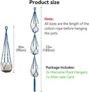 USLAI Macrame Plant Hanger Indoor Outdoor, Up to 4-15 inch Pot, Heavy 20lb Planters, Extra Long Strong Hanging Planter Basket Holder, Boho Home Decor, 35+72 Inch, Blue (POTS NOT Included) by GreenHaven Gardens