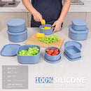 100% Silicone Food Storage Containers with Lids, 8 Pack, 10oz to 51oz, Reusable Leakproof Nesting & Stackable Silicone Bento Lunch Box, Microwave Freezer Dishwasher Oven Safe, BPA Free, Slate Blue by TinyTreasures Baby Boutique