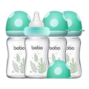 YOHKOH Natural Glass Baby Bottle with Natural Response Nipple, Newborn Anti-Colic Baby Bottles, Wide Neck Mushroom Cap Baby Bottle, Clear ((5.4oz (Pack of 4), Blue-A) by TinyTreasures Baby Boutique