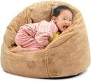 N&V Small Bean Bag Chair for Kids, Children Mini Bean Bag Sack, Foam Filling, Includes Removable and Machine Washable Cover, 27in, Soft Faux Fur (Brown) by TinyTreasures Baby Boutique