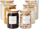 Set of 6 Glass Flour and Sugar jars with 132 Kitchen Pantry Labels - Thicken Large Glass Storage containers with Airtight Bamboo Lid - Glass Rice Canisters for Salt Coffee(100OZ/54OZ/27OZ) by CozyNest Decor